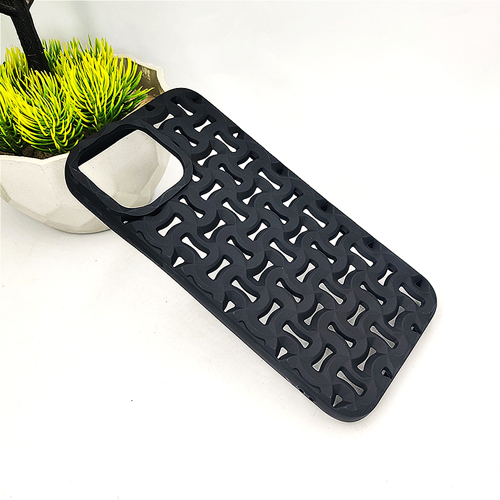 iPhone 12 Pro Max Net Jalli Premium Imported Soft Matte Finish Silicone Dotted Flexible Heat Resistant Protection [Heat Radiation Dissipation] Back Case (Black)