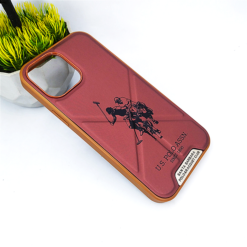 [PO43BIP13PMAX-12-21] iPhone 13 Pro Max Polo Satna Barbara With Back Stand Case (Maroon)