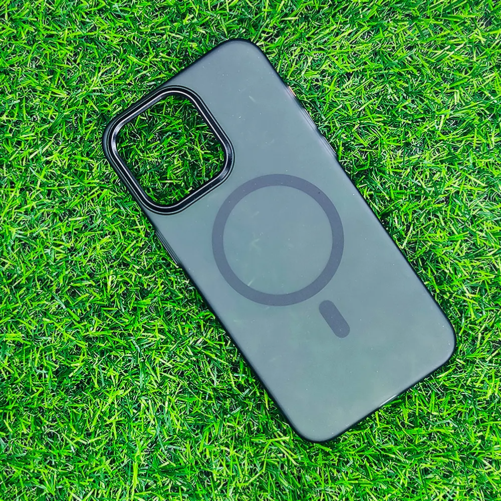 iPhone 15 Pro Max 3D Matte Paper Hard Magsafe Magnetic Back Case (Black)