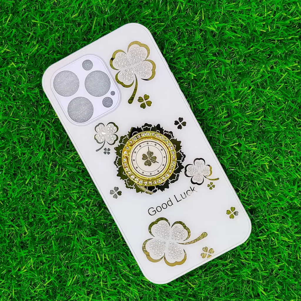 [PO60BIP15PMAX-6-1] iPhone 15 Pro Max  Good Luch LV Back Case (White)