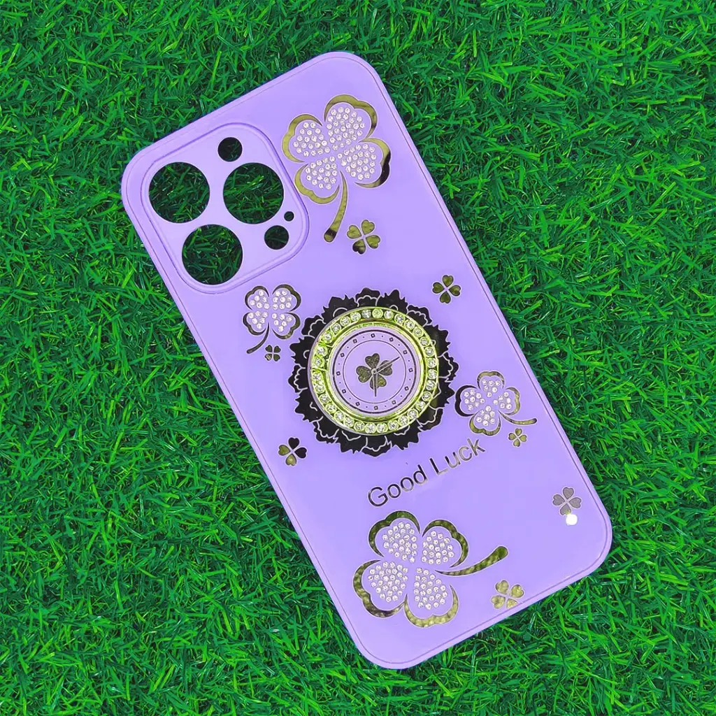 [PO60BIP15PMAX-6-29] iPhone 15 Pro Max  Good Luch LV Back Case (Light Purple)