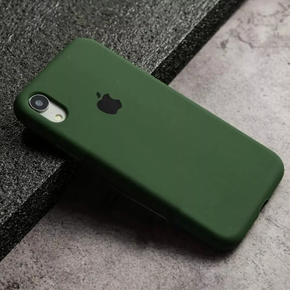 Iphone XR Back Case Soft Silky Mobile Pouch (Army Green)