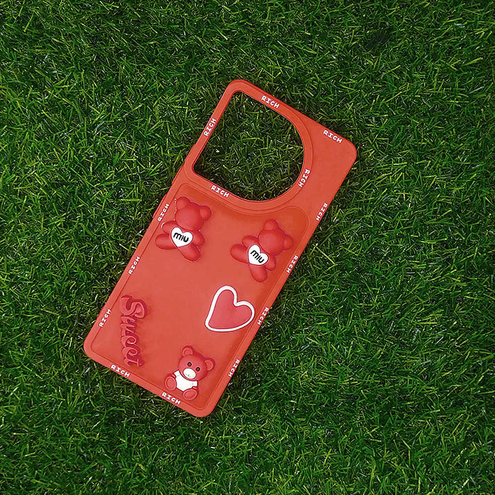 [PO51BTCMN30-3-4] Tecno Camon 30 4G|5G Sweet Rich Bear Silicone Back Case (Red)