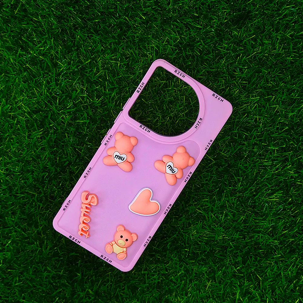 Tecno Camon 30 4G|5G Sweet Rich Bear Silicone Back Case (Baby Pink)