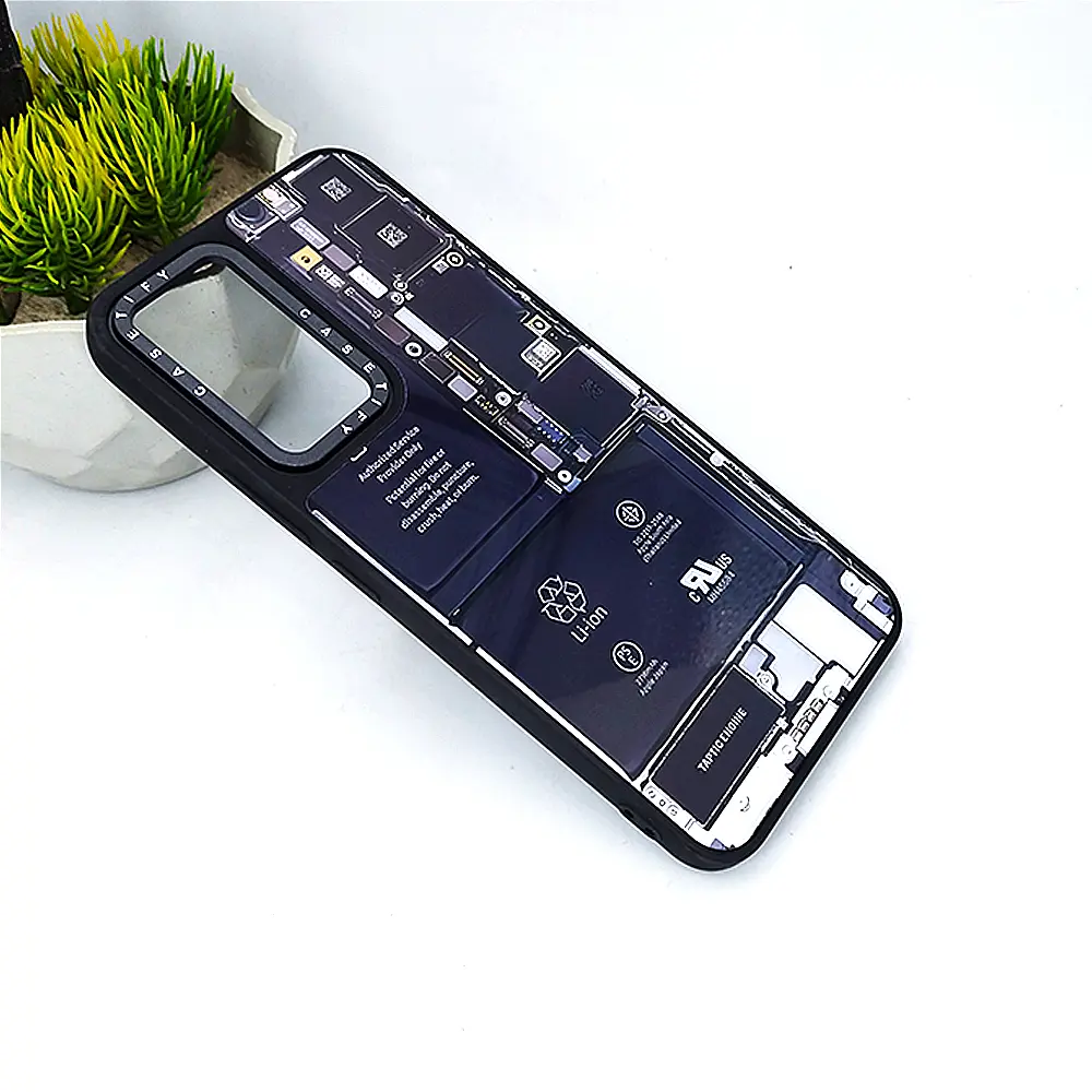  Vivo V23E|Y75 Glass Shiny Sheet Motherboard Circuit Board Phone Case (Black)