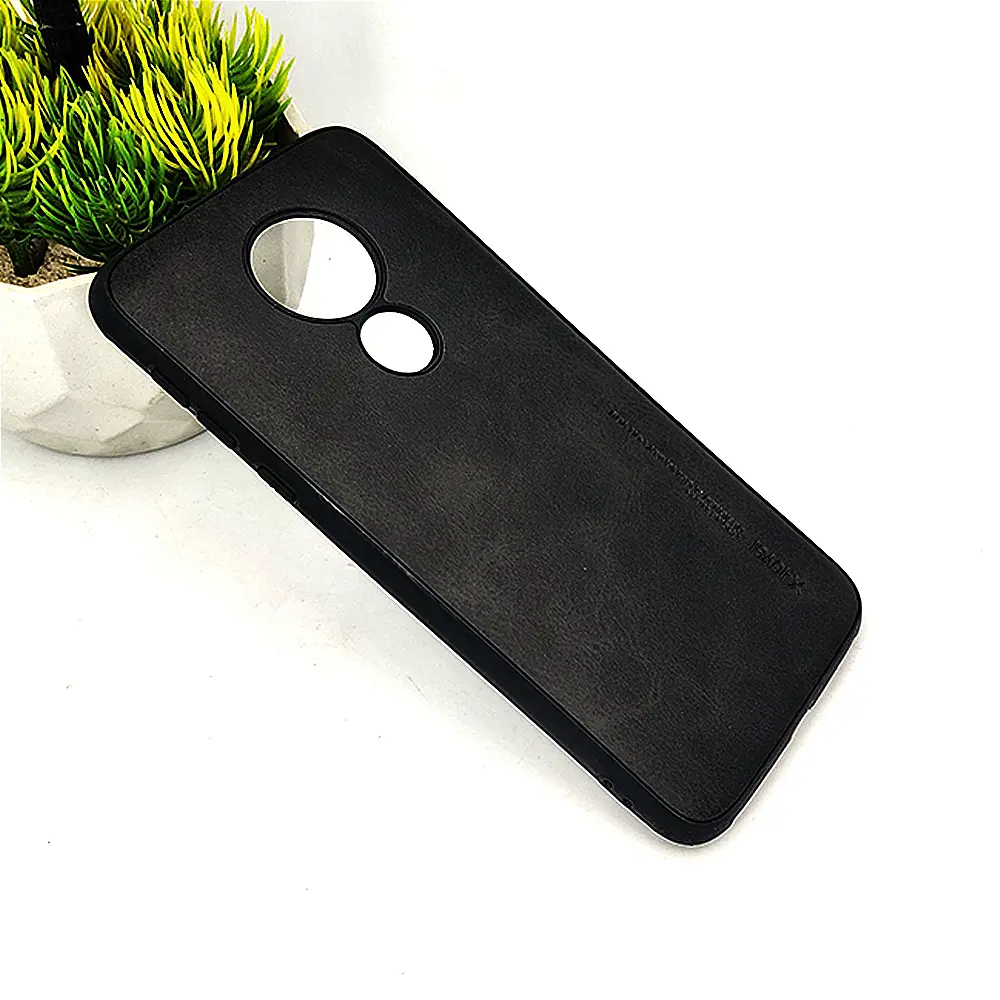 [PO18BMMG7PRM-1-2] Motorola Moto G7 Prime Luxury Leather Back Case - Black Stylish Protection