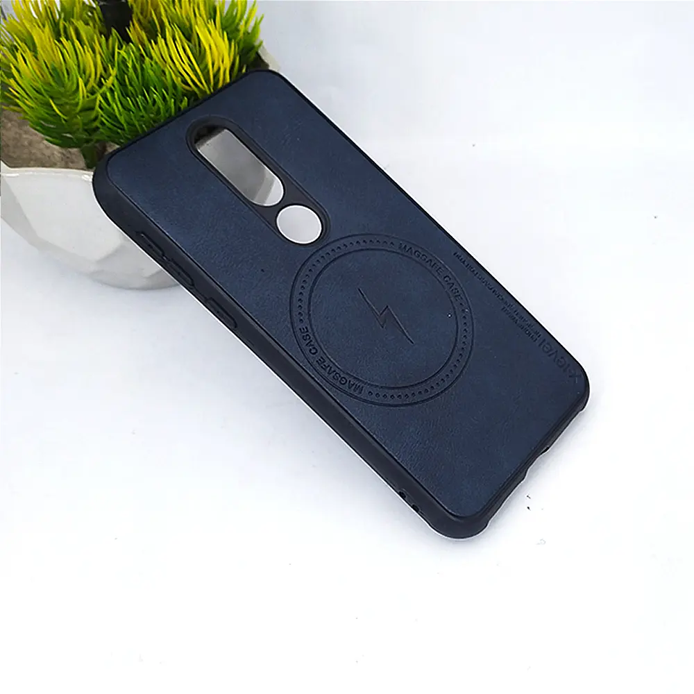 Nokia 6.1 Plus Luxuary Leather Back Case (Navy Blue)