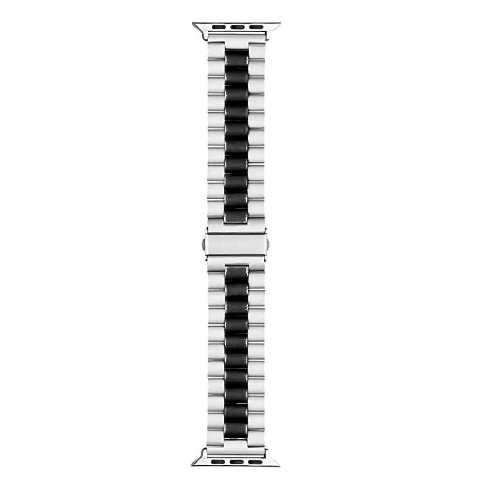 Rolex Chain Straps for Smart Watch - Silver & Black, 42-49mm, Stylish & Durable