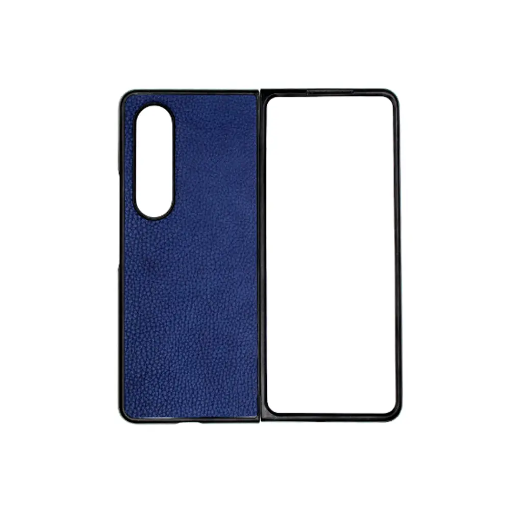 [PO32BSZFLD4-1-17] Samsung Galaxy Z Fold 4 Official Luxuary Leather Back Case (Navy Blue)