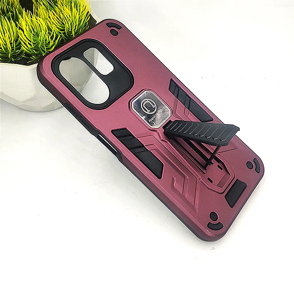 Infinix Hot 50i/Smart 9/Smart 9 4G Armor With Stand Back Case (Maroon)