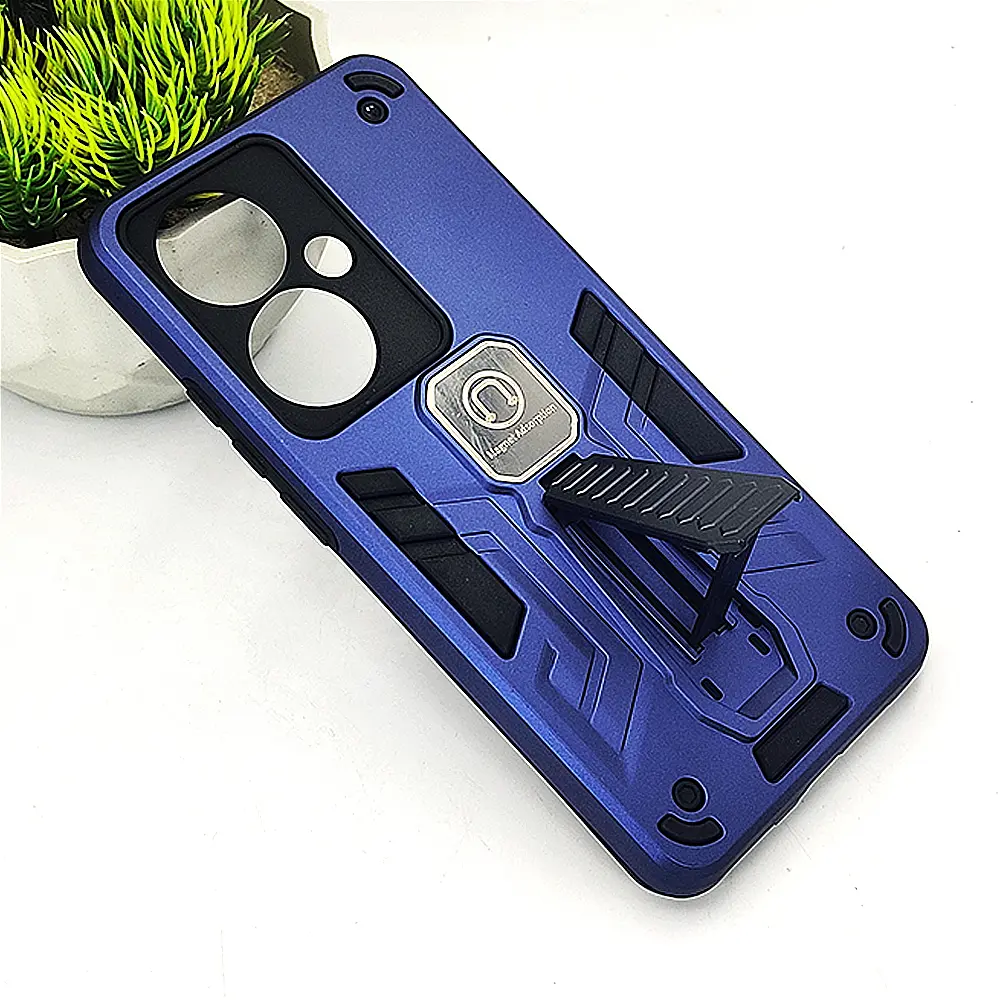 Oppo Reno 11F Armor With Stand Back Case (Navy Blue)
