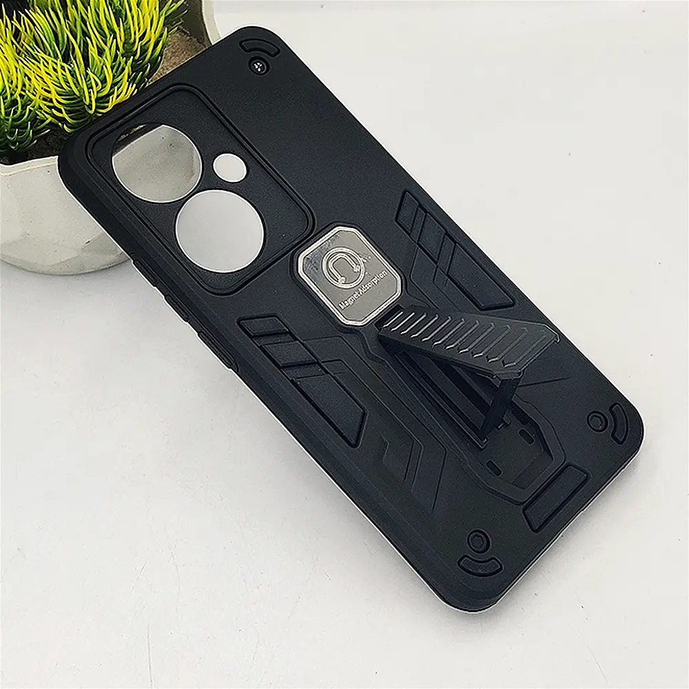 Oppo Reno 11F Armor With Stand Back Case (Black)