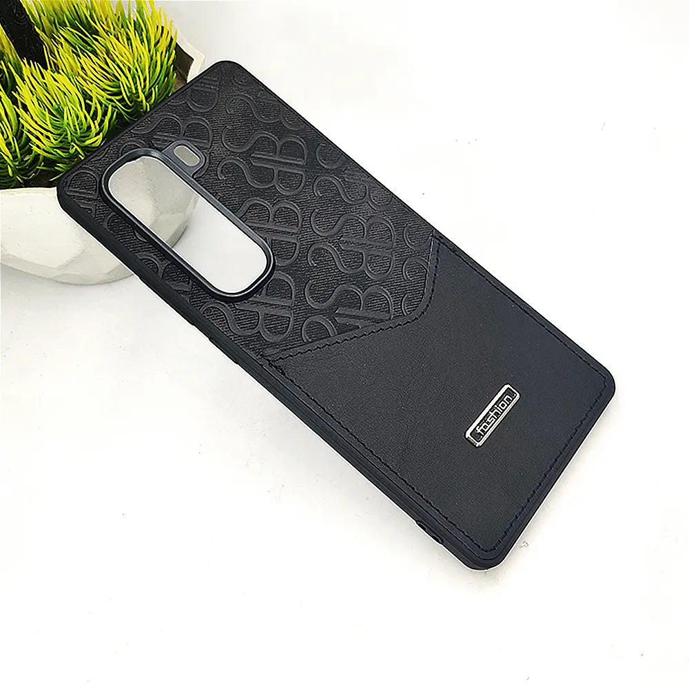 Infinix Hot 50 Pro Plus Logo Leather Pocket|Card Holder Back Case (Black)