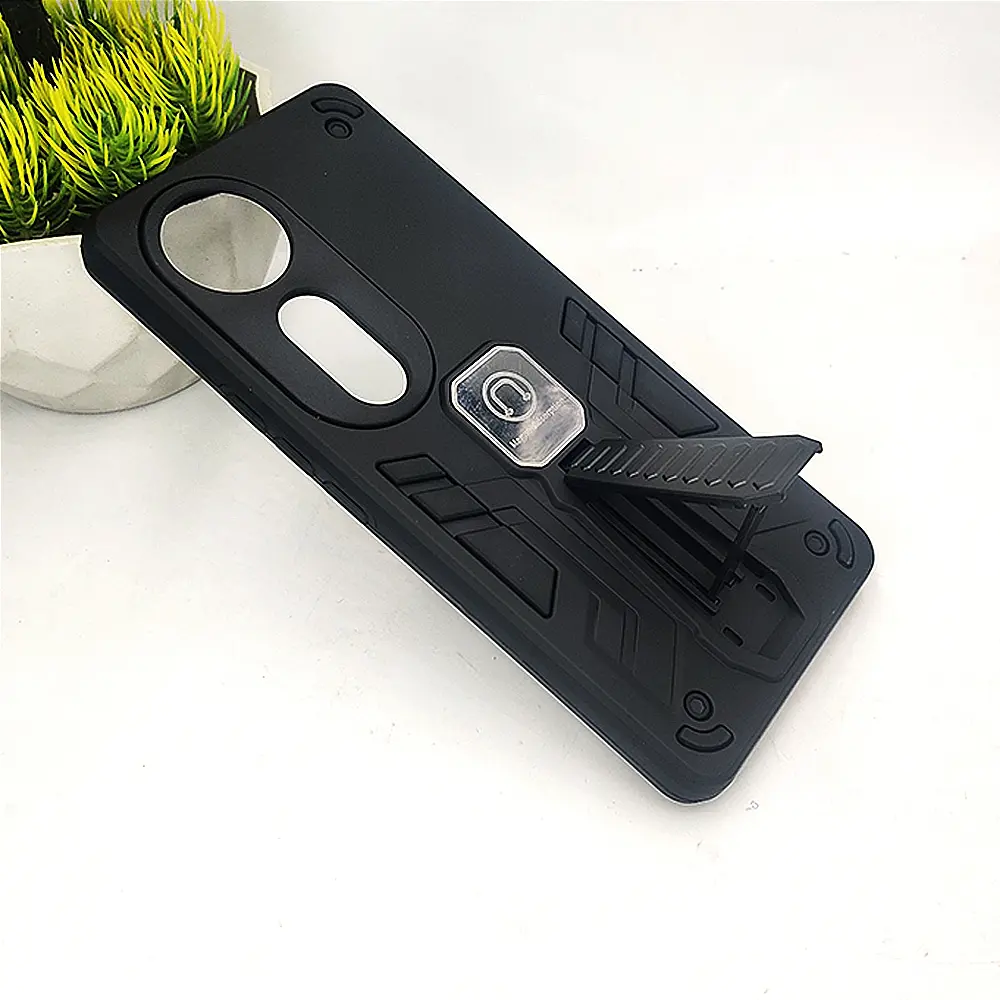 Vivo V40 5G Armor With Stand Back Case (Black)