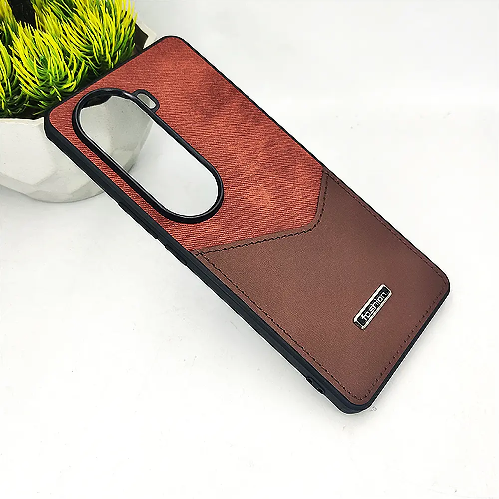 Vivo V40e 5G Logo Leather Pocket|Card Holder Back Case (Dark Brown)