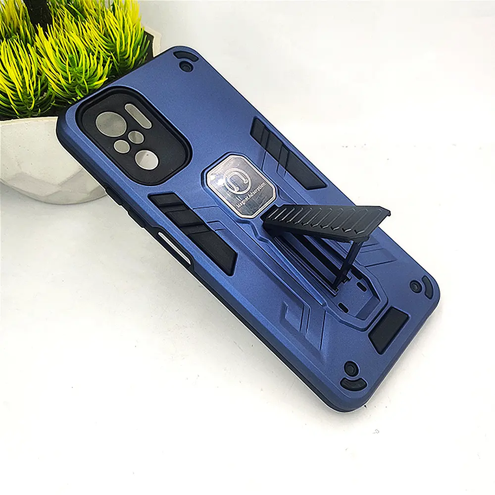 Redmi Note 10 4G Armour With Stand Back Case (Navy Blue)