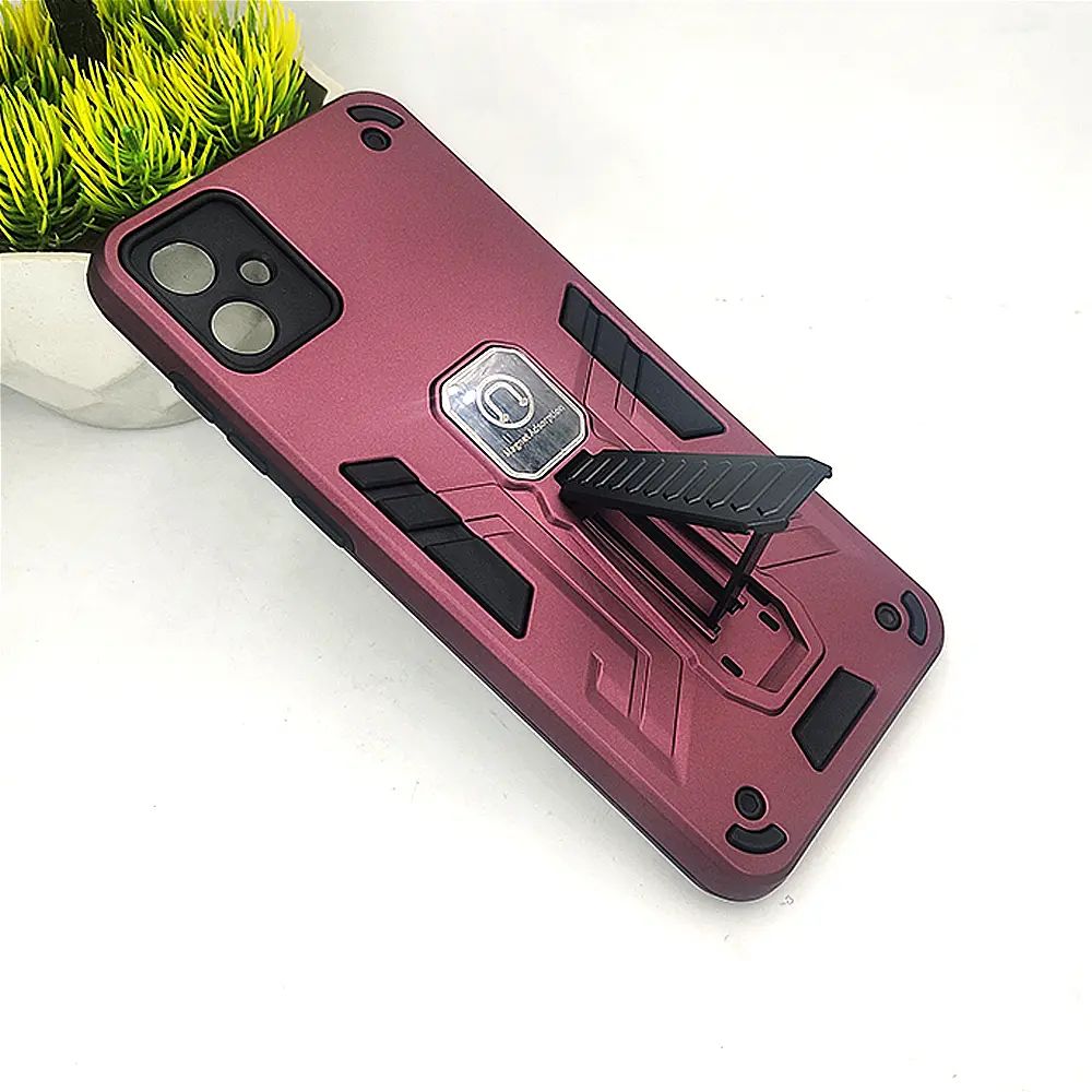Samsung A05 Armour With Stand Back Case (Maroon)