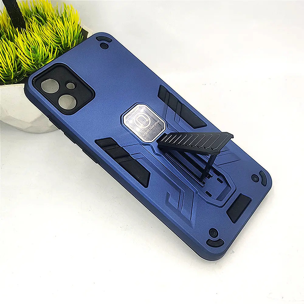 Samsung A05 Armour With Stand Back Case (Navy Blue)