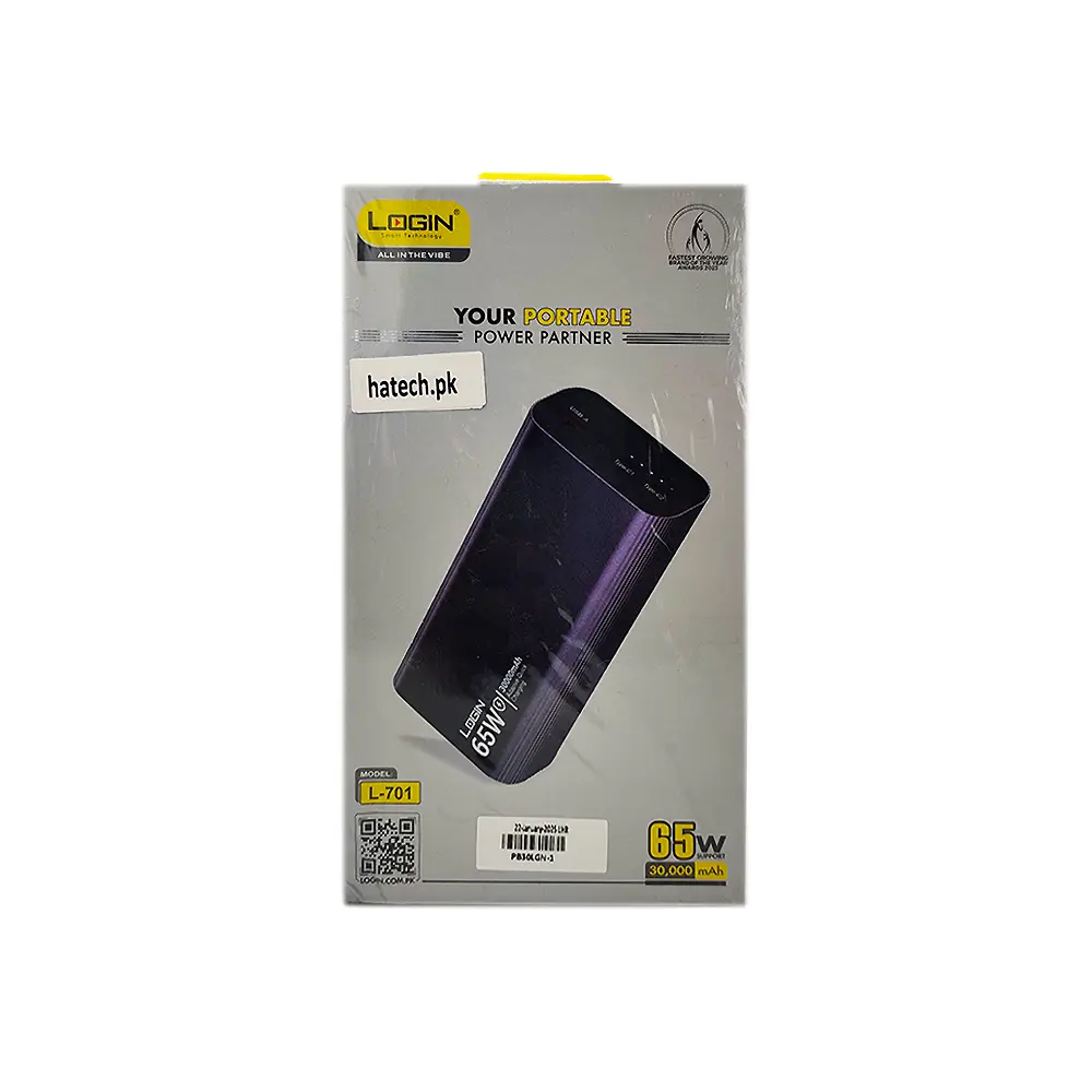 Login L-701 Power Bank - 30000mAh with 65W Fast Charging