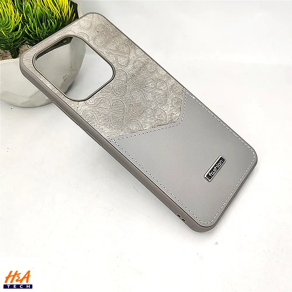 Infinix Smart 7/ Spark Go 2023/Pop 7 Logo Leather Pocket |Card Holder Back Case (Gray)