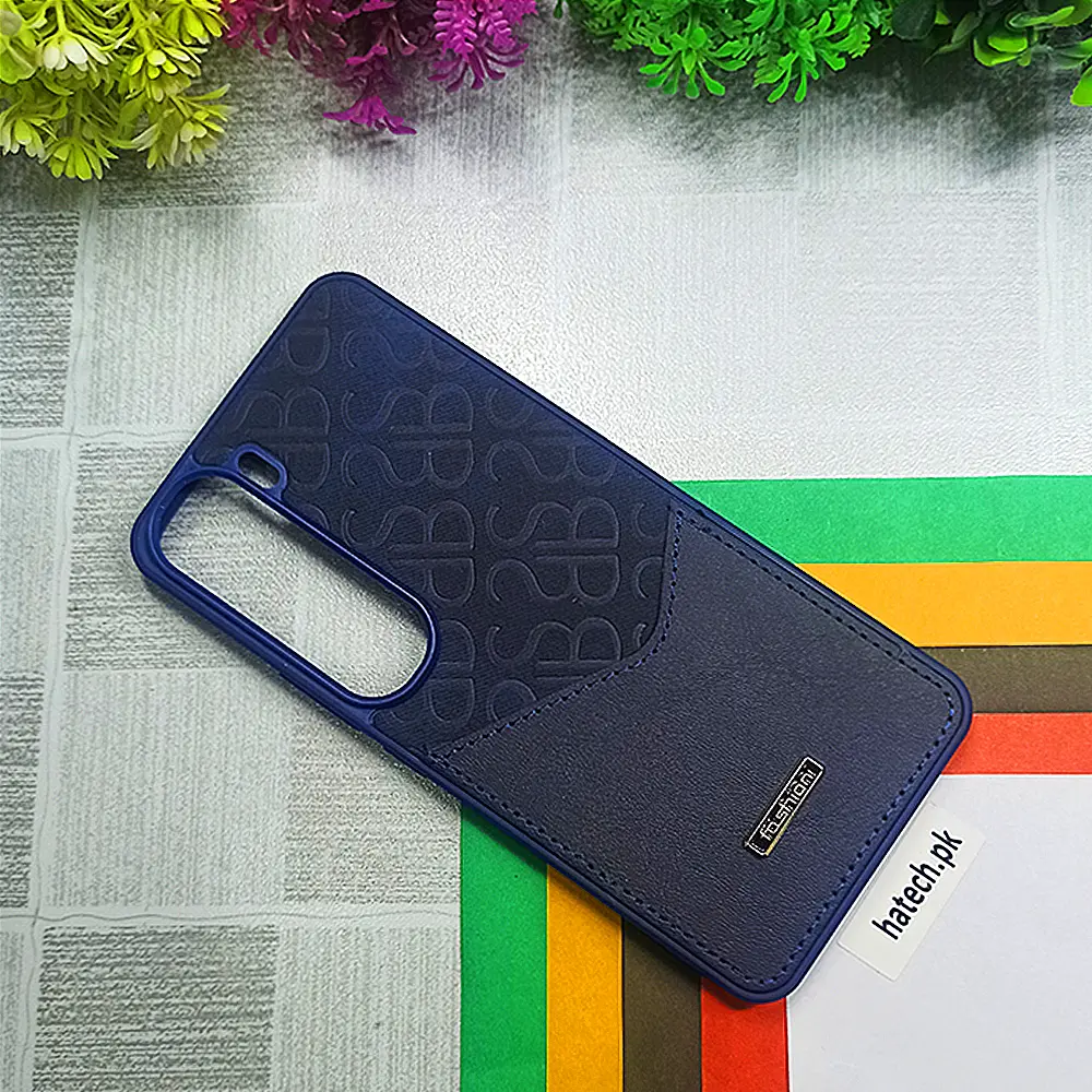 Vivo V40 Lite| Y200 4G Logo Leather Pocket |Card Holder Back Case (Navy Blue)