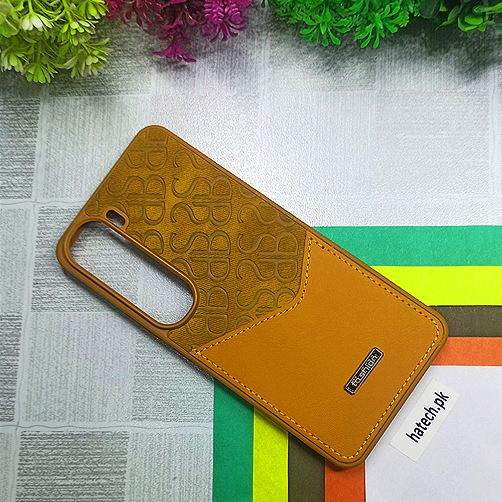 Vivo V40 Lite| Y200 4G Logo Leather Pocket |Card Holder Back Case (Brown)