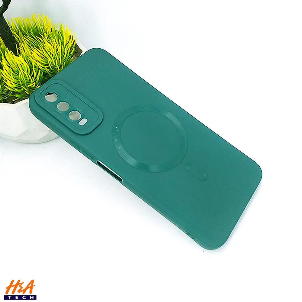 Vivo Y20 Y20i Y20s Y12s Y12a Soft Silicone MagSafe Logo Back Case - Green