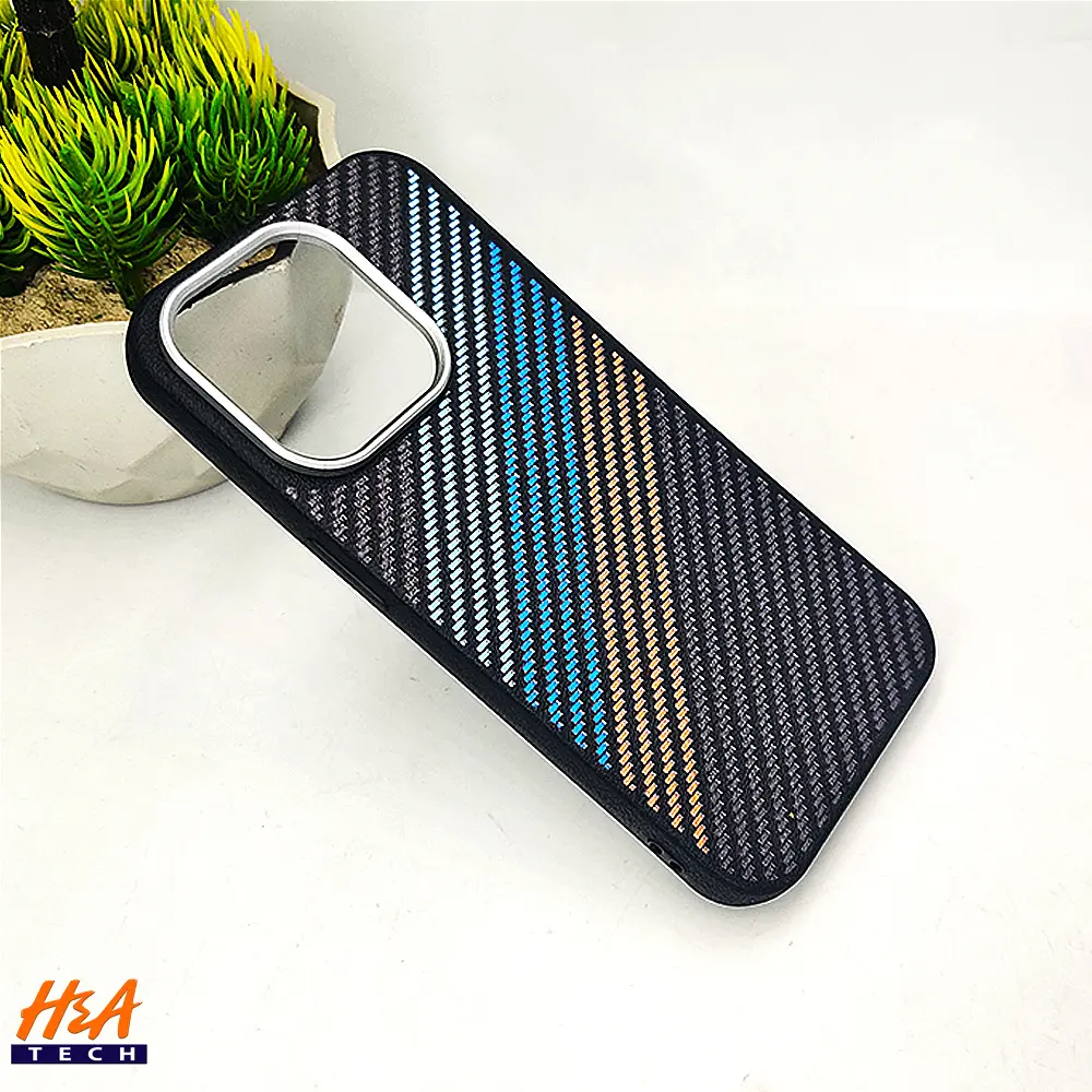 [PO58BIP15PR-1-2] iPhone 15 Pro Fiber Fusion Stripe Edition Back Case (Black)