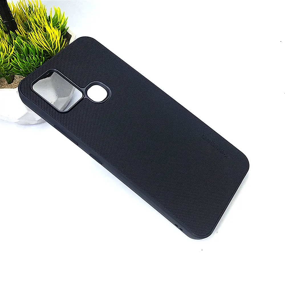 Infinix Hot 10 Spigen Hard Dotted Leather Back Case (Black)