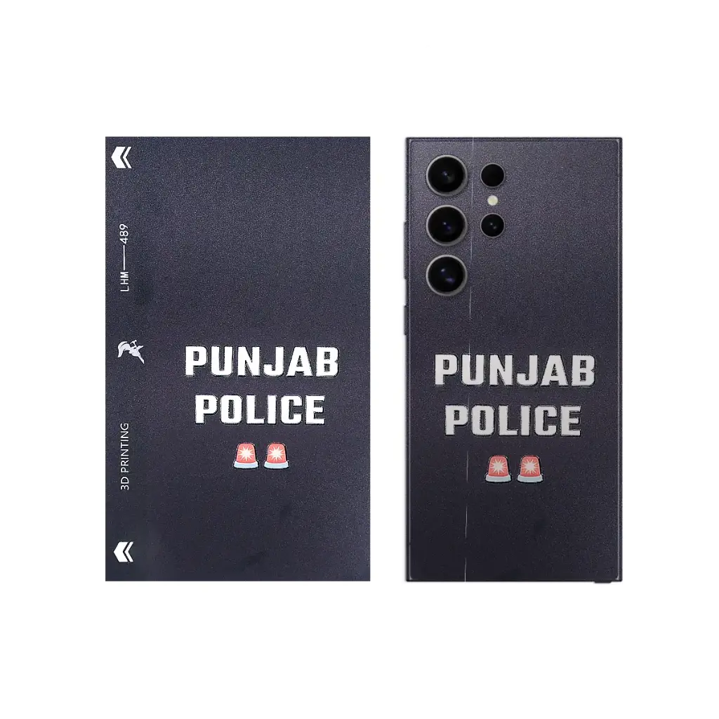Punjab Police 3D Printed Mobile Back Skin - Customizable & Bold Design