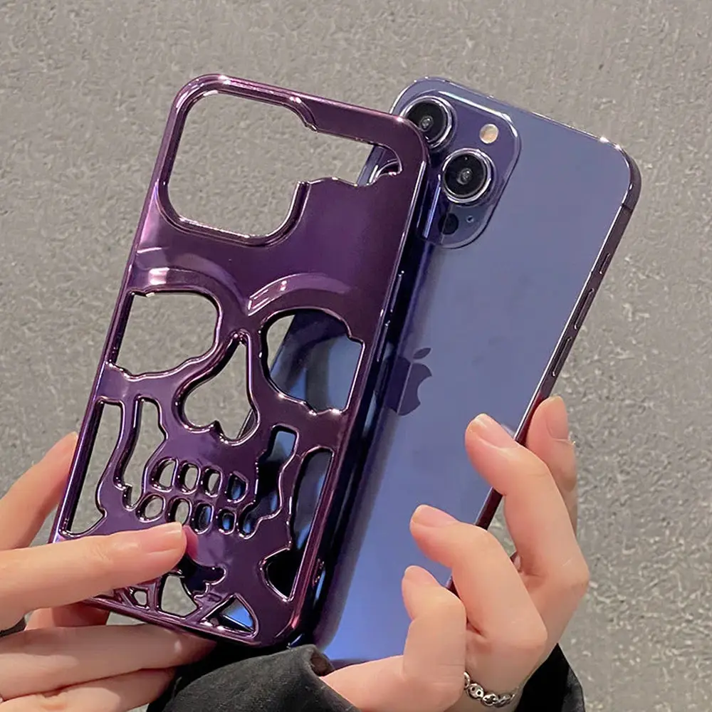 [PO38BIP12PMAX-11-12] iPhone 12 Pro Max Skull Back Case (Deep Purple)