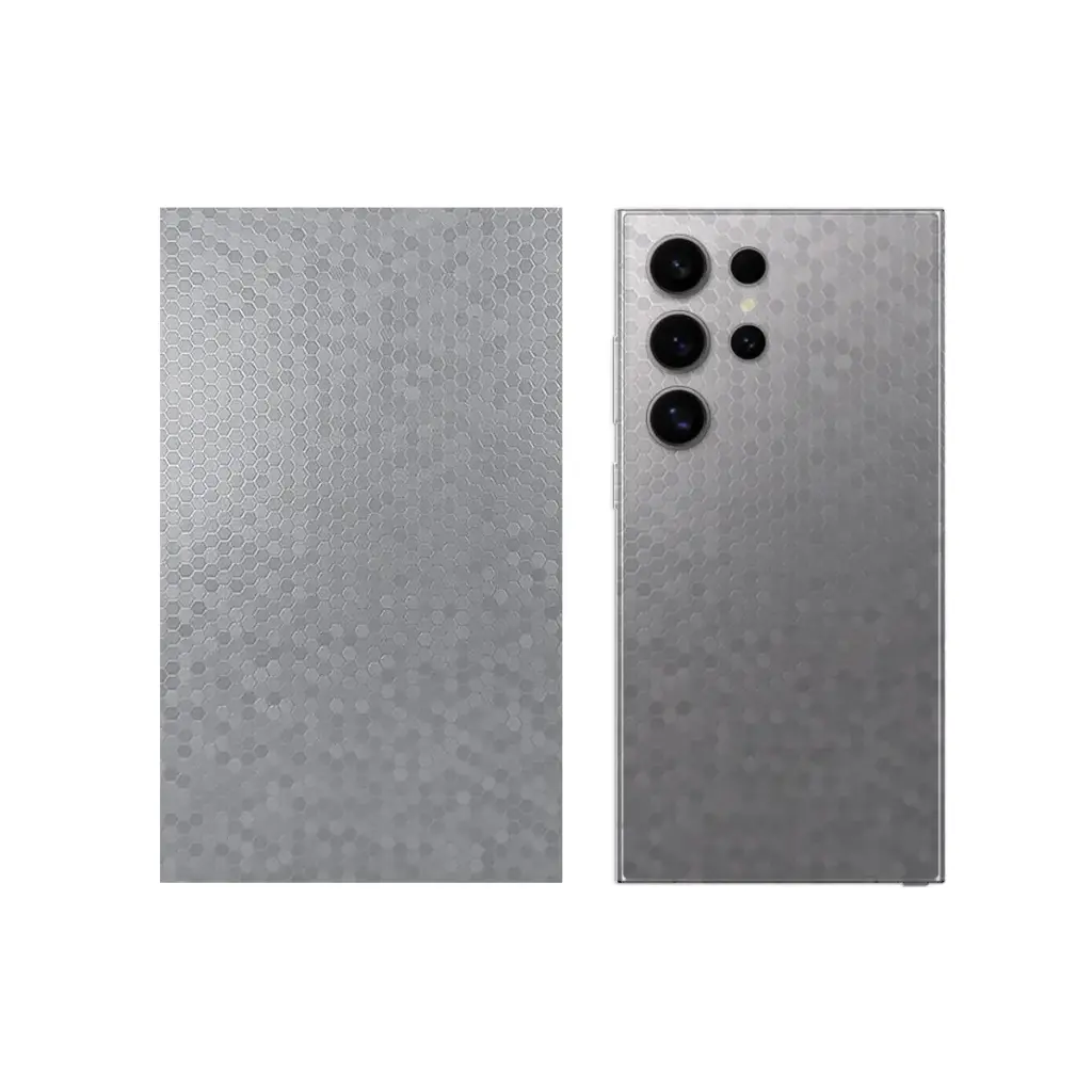 3D Texture Silver Mobile Back Skin - Customizable Bubble Design