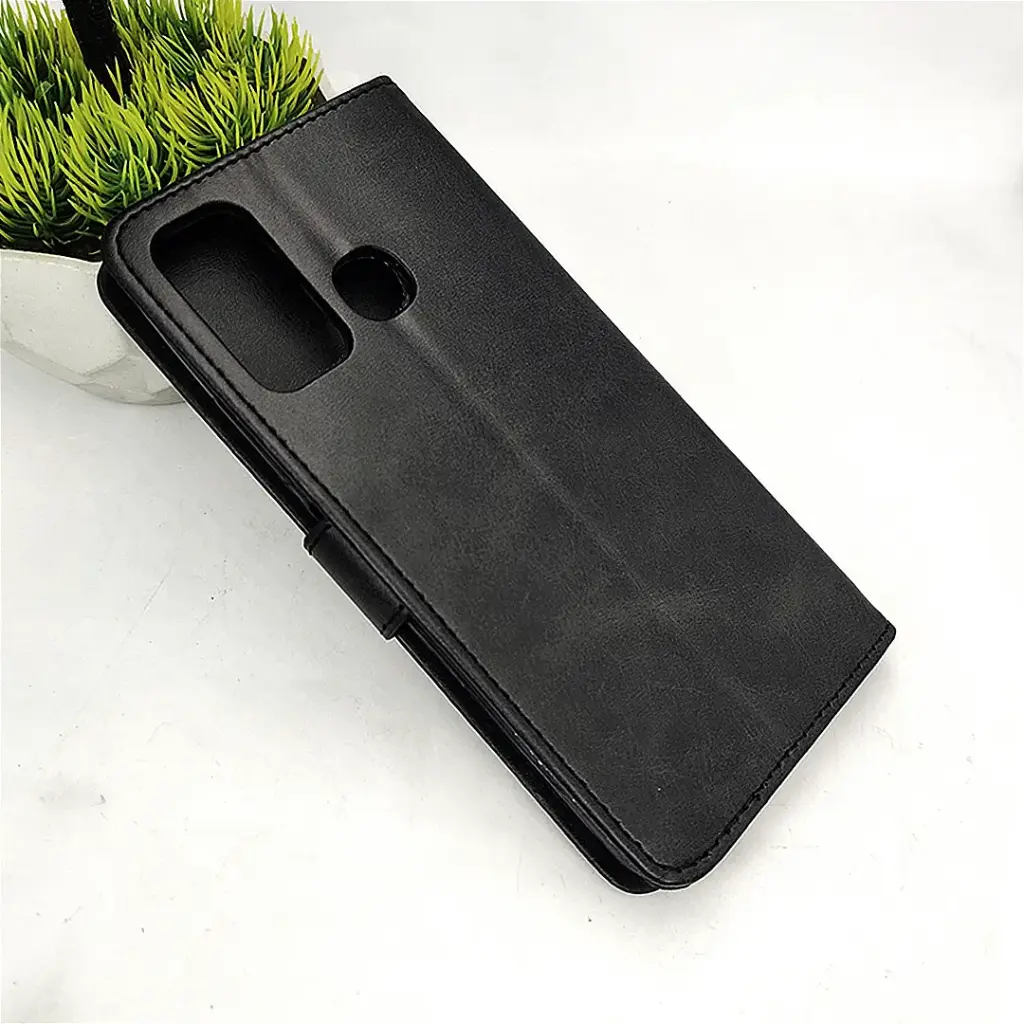 Infinix Hot 9|Camon 15|Spark 5 Pro Luxuary Leather Book Case (Black) 
