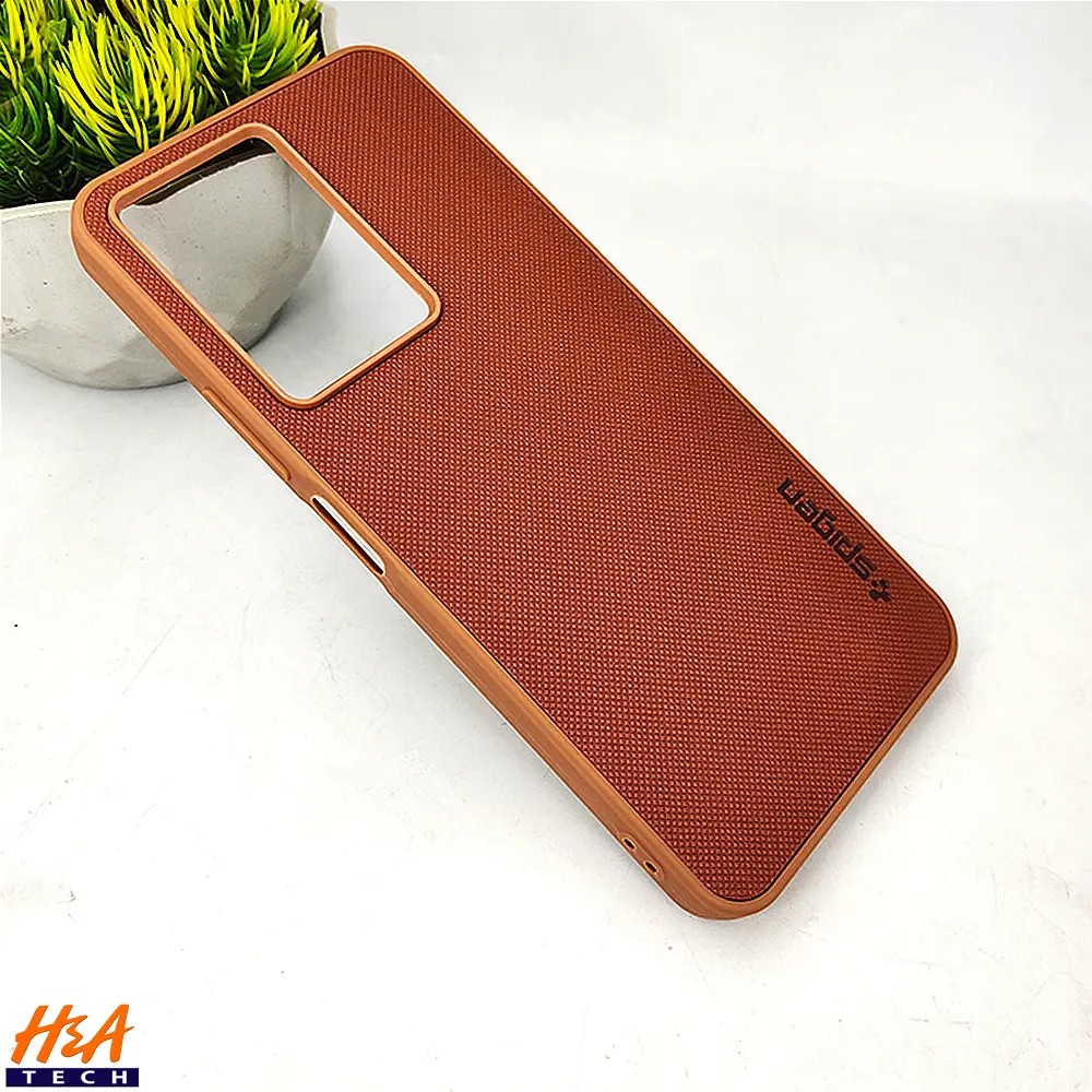 [PO32BVIY17S-16-13] Vivo Y17s Spigen Hard Dotted Leather Back Case (Brown)