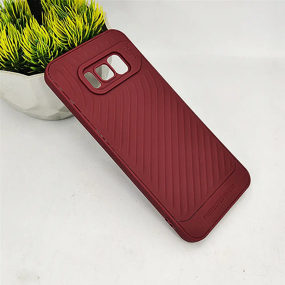 [PO14BSS8-12-21] Samsung Galaxy S8 Luxury Carbon Texture Case - Maroon Soft Silicone