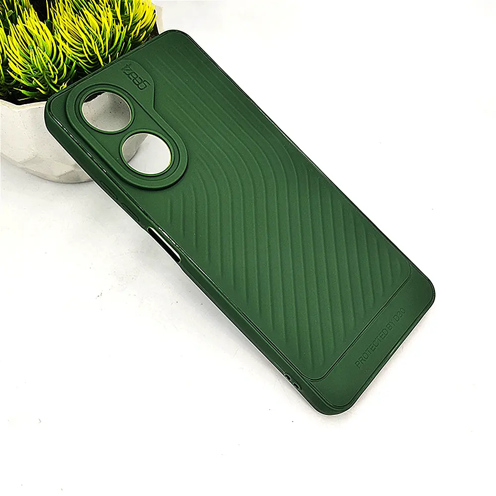 Oppo A58 4G Luxury Carbon Texture Soft Silicone Back Case - Green