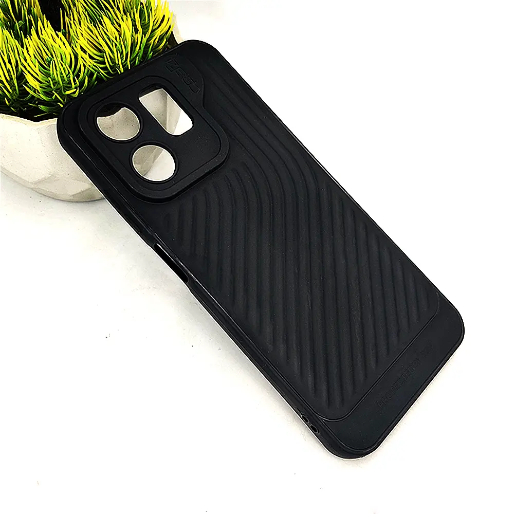 Infinix Hot 50i|Smart 9|Smart 9 HD GEAR 4 Luxuary Carbon Texture Soft Silicone Back Case (Black)