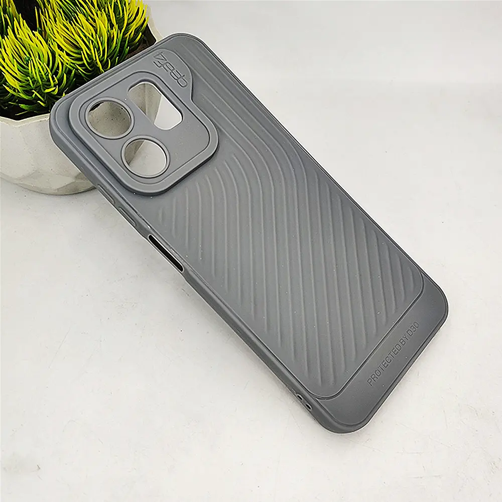 Infinix Hot 50i|Smart 9|Smart 9 HD GEAR 4 Luxuary Carbon Texture Soft Silicone Back Case (Gray)