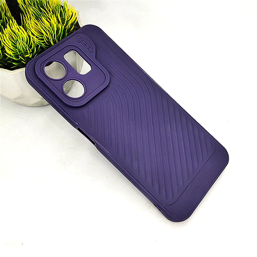 Infinix Hot 50i|Smart 9|Smart 9 HD GEAR 4 Luxuary Carbon Texture Soft Silicone Back Case (Purple)