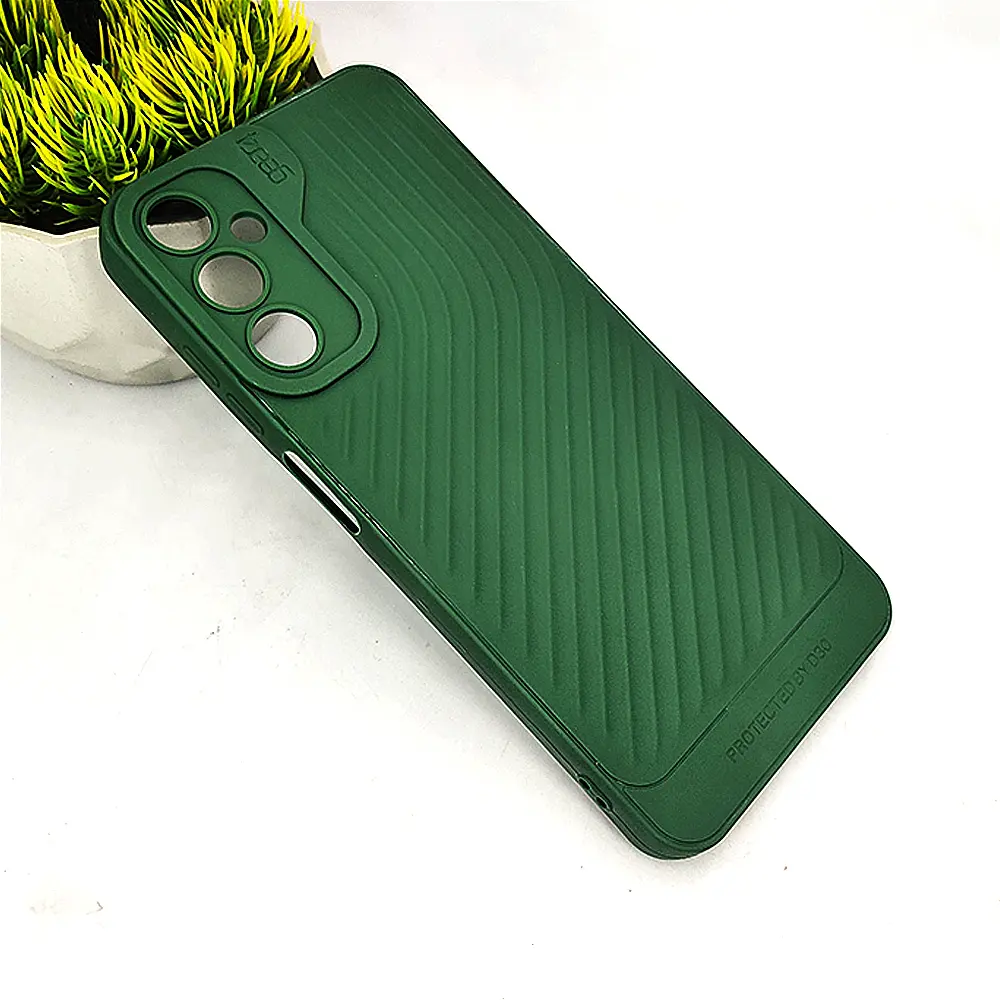 Samsung Galaxy A15 4G|5G GEAR 4 Luxuary Carbon Texture Soft Silicone Back Case (Green)