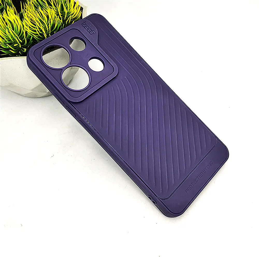 Xiaomi Redmi Note 13 4G GEAR 4 Luxuary Carbon Texture Soft Silicone Back Case (Purple)