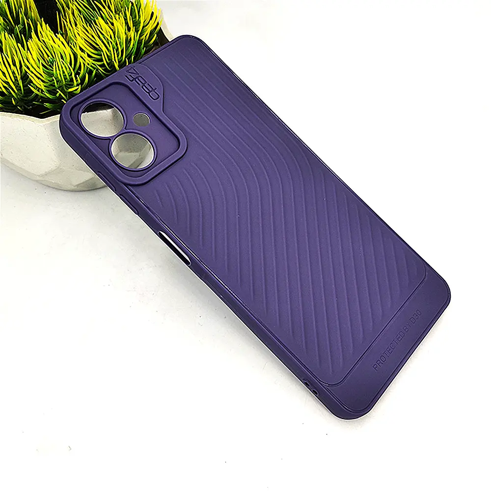 Samsung Galaxy A06 GEAR 4 Luxuary Carbon Texture Soft Silicone Back Case (Purple)