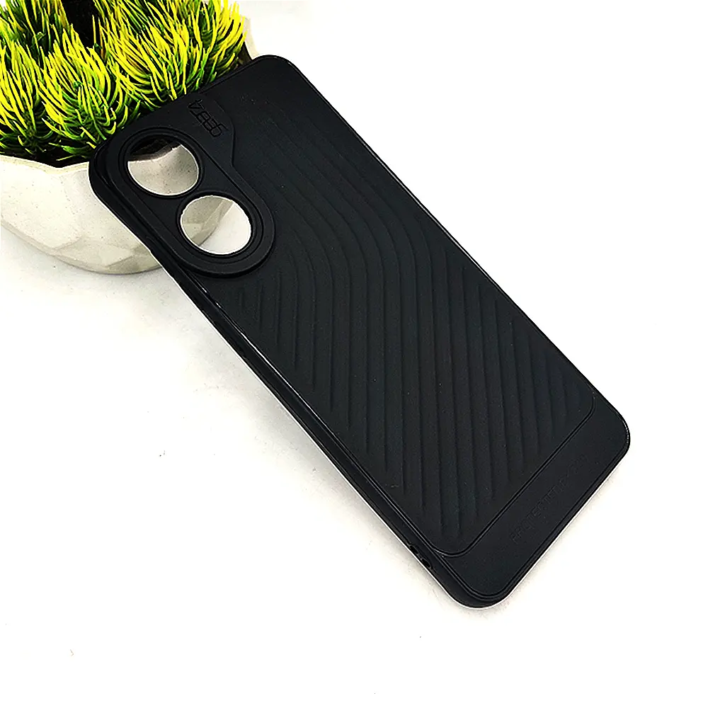 Oppo A78 GEAR 4 Luxuary Carbon Texture Soft Silicone Back Case (Black)