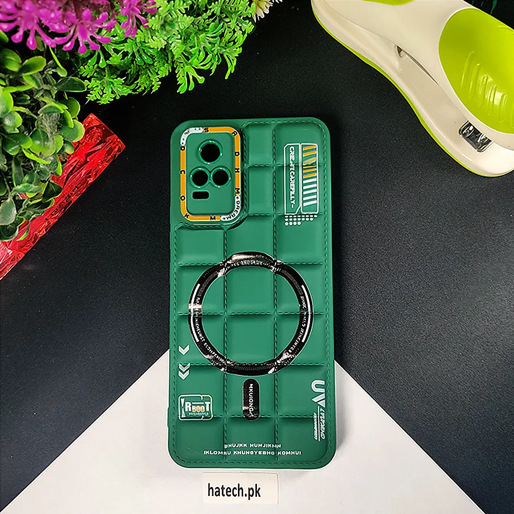 Vivo V21E|Y73 4G 3D Cubes Puffer Printed Back Case (Green)