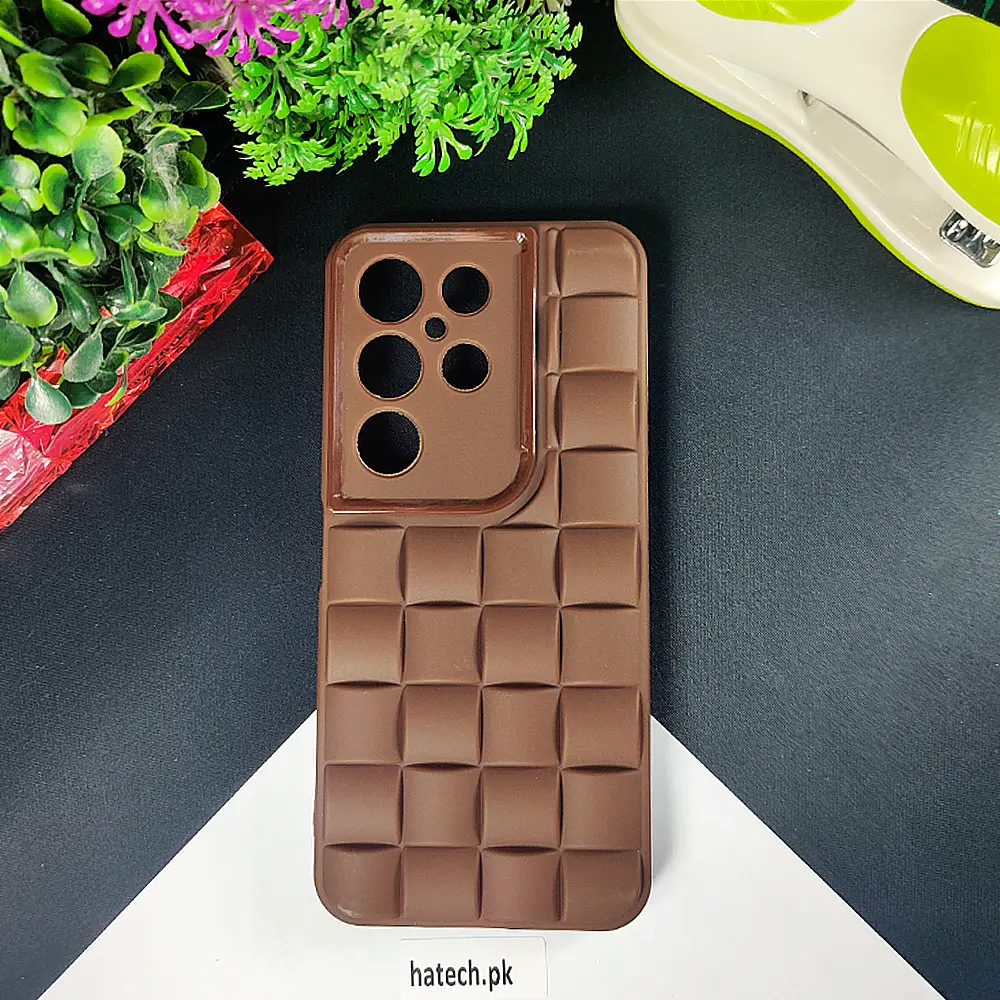 Sparx Neo X 3D Cube Waves Puffer Soft Silicone Back Case (Dark Brown)