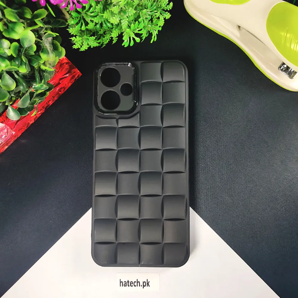 Sparx Neo 7 Ultra|Sparx Neo 7 Plus|Neo 5 Plus 3D Cube Waves Puffer Soft Silicone Back Case (Black)