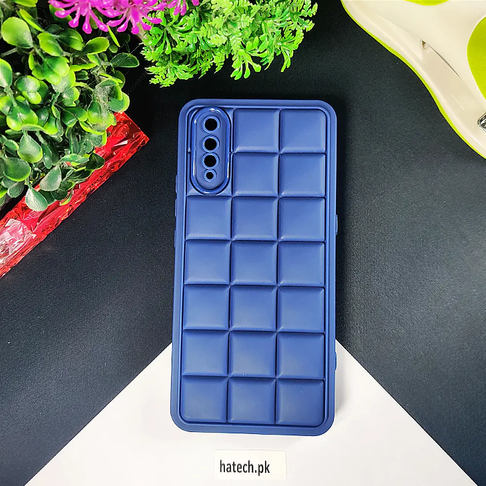 Navy Blue 3D Cube Waves Puffer Case for Vivo S1, V17, Neo, Y7s, Z5