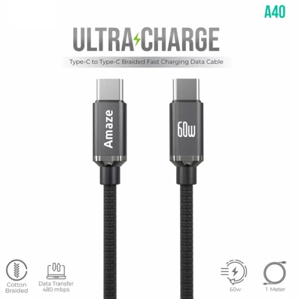 Amaze A-40 Type-C to Type-C 60W Fast Charging Data Cable