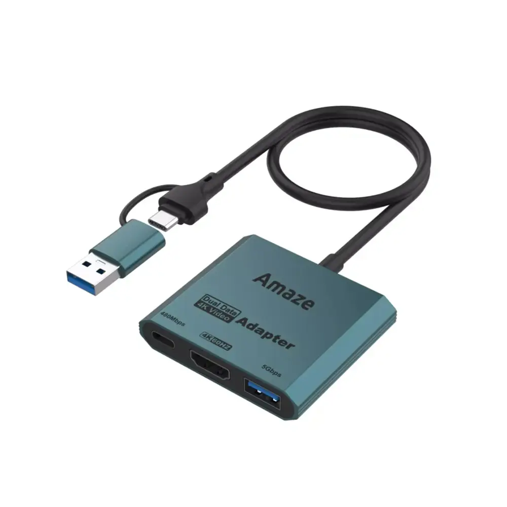 Amaze A-315 USB+Type-C Male To HDMI+USB+TYPE-C Female Port Adapter 