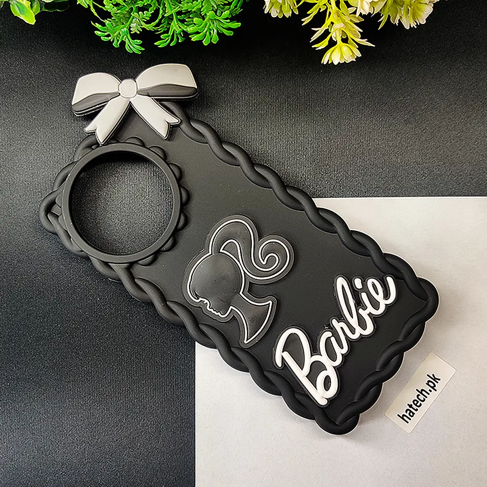 [PO51BTSPRK20PRPL-12-2] Tecno Spark 20 Pro Plus Soft Silicone Barbie Curly Back Case (Black)